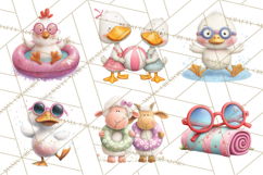 Farm Animals Pool Party Clipart, Summer Farm Animals PNG Product Image 5