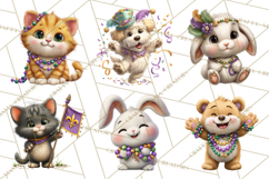 Cute Mardi Gras Characters PNG Kids Animals Carnival Clipart Product Image 9