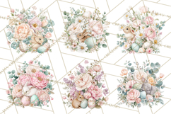 Soft Watercolor Easter Bunny Clipart, Pastel Spring Flowers Product Image 4