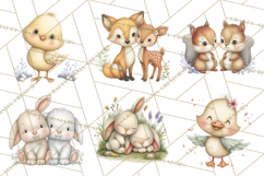 Spring Animals Clipart, Baby Bunny Lamb Chick Duckling Png Product Image 9