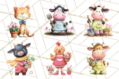 Farm Animals Gardening Clipart, Cute Farm Animal Garden PNG Product Image 2