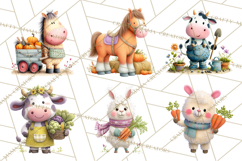 Farm Animals Gardening Clipart, Cute Farm Animal Garden PNG Product Image 3