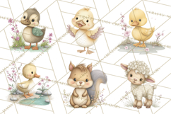Spring Animals Clipart, Baby Bunny Lamb Chick Duckling Png Product Image 2