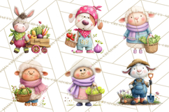 Farm Animals Gardening Clipart, Cute Farm Animal Garden PNG Product Image 8