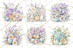 Soft Watercolor Easter Bunny Clipart, Pastel Spring Flowers Product Image 8