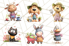 Farm Animals Gardening Clipart, Cute Farm Animal Garden PNG Product Image 4