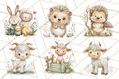 Spring Animals Clipart, Baby Bunny Lamb Chick Duckling Png Product Image 6