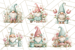 Spring Garden Gnome Clipart, Gnome PNG, Cute Garden Clip Art Product Image 6
