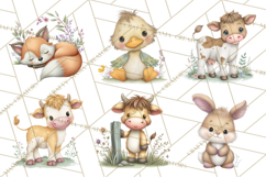 Spring Animals Clipart, Baby Bunny Lamb Chick Duckling Png Product Image 4
