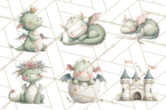 Baby Dragon Clipart, Princess Clipart, Knight Clipart Product Image 5