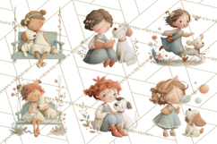 Little Girl Summer Clipart, Vintage Storybook Girl PNG Product Image 7