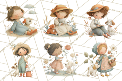Little Girl Summer Clipart, Vintage Storybook Girl PNG Product Image 8