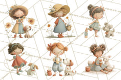 Little Girl Summer Clipart, Vintage Storybook Girl PNG Product Image 9