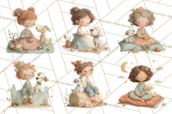 Little Girl Summer Clipart, Vintage Storybook Girl PNG Product Image 5