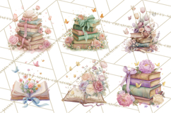 Whimsical Spring Books Clipart, Flowers and Butterflies PNG Product Image 8