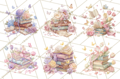 Whimsical Spring Books Clipart, Flowers and Butterflies PNG Product Image 2