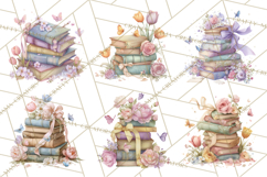 Whimsical Spring Books Clipart, Flowers and Butterflies PNG Product Image 6