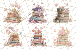 Whimsical Spring Books Clipart, Flowers and Butterflies PNG Product Image 3