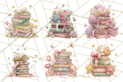 Whimsical Spring Books Clipart, Flowers and Butterflies PNG Product Image 9