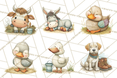 Farm Animals Clipart PNG, Cow Pig Sheep Horse Chicken Goat Product Image 5
