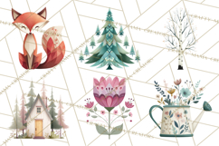 Scandi Forest Flora Clipart, Nordic Folk Art Clip Art Png Product Image 2