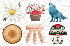 Scandi Forest Flora Clipart, Nordic Folk Art Clip Art Png Product Image 5