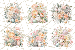 Soft Watercolor Easter Bunny Clipart, Pastel Spring Flowers Product Image 6