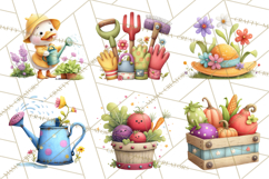 Farm Animals Gardening Clipart, Cute Farm Animal Garden PNG Product Image 6