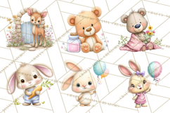 Spring Baby Animal Clipart, Baby Animals PNG, Pastel Nursery Product Image 5
