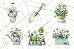 Spring Garden Clipart, Watering Cans, Flower Pots, Gardening Product Image 9