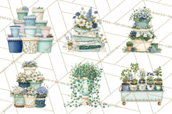 Spring Garden Clipart, Watering Cans, Flower Pots, Gardening Product Image 8