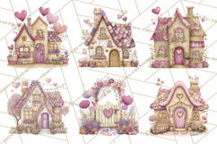 Heart Homes Valentine Clipart, Cozy Cottage PNG Product Image 7