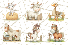 Farm Animals Clipart PNG, Cow Pig Sheep Horse Chicken Goat Product Image 6