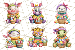 Easter Bunny Clipart, Spring Animals PNG, Colored Eggs Product Image 7