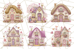 Heart Homes Valentine Clipart, Cozy Cottage PNG Product Image 9