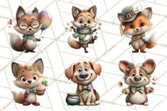 Lucky Animals Clipart, St. Patrick’s Day PNG, Cute Shamrock Product Image 6