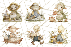 Vintage Spring Animals Clipart, Tea Party Picnic Png Product Image 5