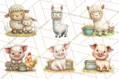 Farm Animals Clipart PNG, Cow Pig Sheep Horse Chicken Goat Product Image 4