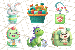 Dinosaur Veterinarian Clipart Cute Pet Care PNG Product Image 6