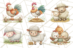 Farm Animals Clipart PNG, Cow Pig Sheep Horse Chicken Goat Product Image 9