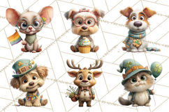 Lucky Animals Clipart, St. Patrick’s Day PNG, Cute Shamrock Product Image 7