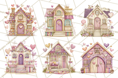 Heart Homes Valentine Clipart, Cozy Cottage PNG Product Image 4