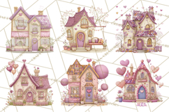 Heart Homes Valentine Clipart, Cozy Cottage PNG Product Image 8