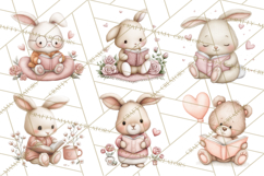 Valentine Animals Reading Books Clipart, Heart Storytime PNG Product Image 9