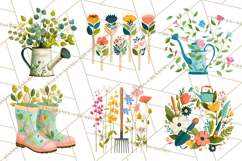 Spring Garden Tools and Floral Gardening Clipart PNG Product Image 6