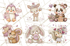 Sweet Treat Animals Clipart, Valentine Cupcake Cat PNG Product Image 2