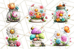 Spring Mini World Clipart, Cute Kawaii Garden Scenes PNG Product Image 4