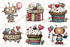Adorable Birthday Robot Clipart, Playful Toy Robot Clip Art Product Image 2