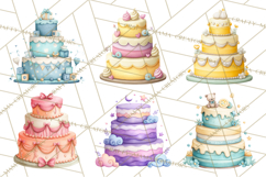 Watercolor Baby Shower Cakes PNG, Cupcakes, Tiered Desserts Product Image 3
