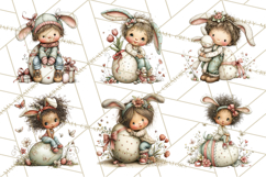 Easter Kids Clipart, Cute Easter Children, Bunny Ear Png Product Image 8